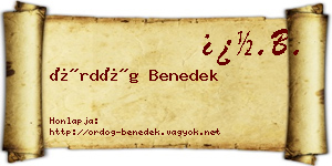Ördög Benedek névjegykártya